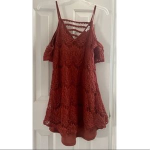 Love, Fire Boho off shoulder orange dress Sz S